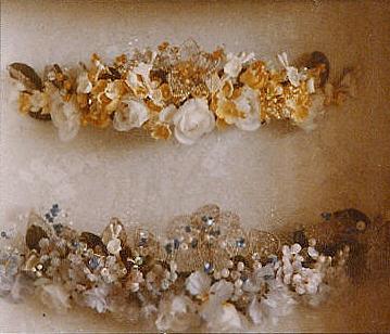 © Irene Karstens: Zwei Brautkronen -  Draht - Perlen - Seidenblumen